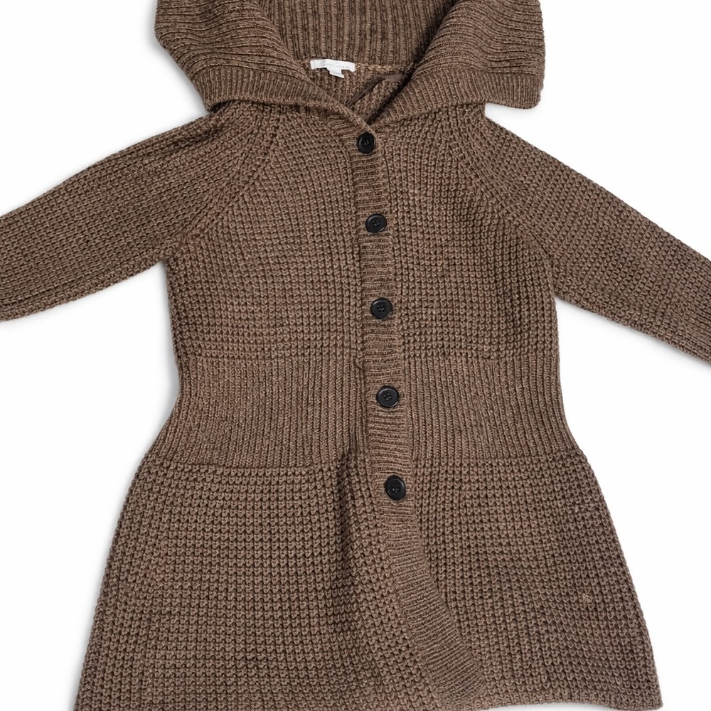 Kenneth Cole‎ Women XL Hooded Knit Cardigan Sweater Brown Cotton Blend - Picture 4 of 16